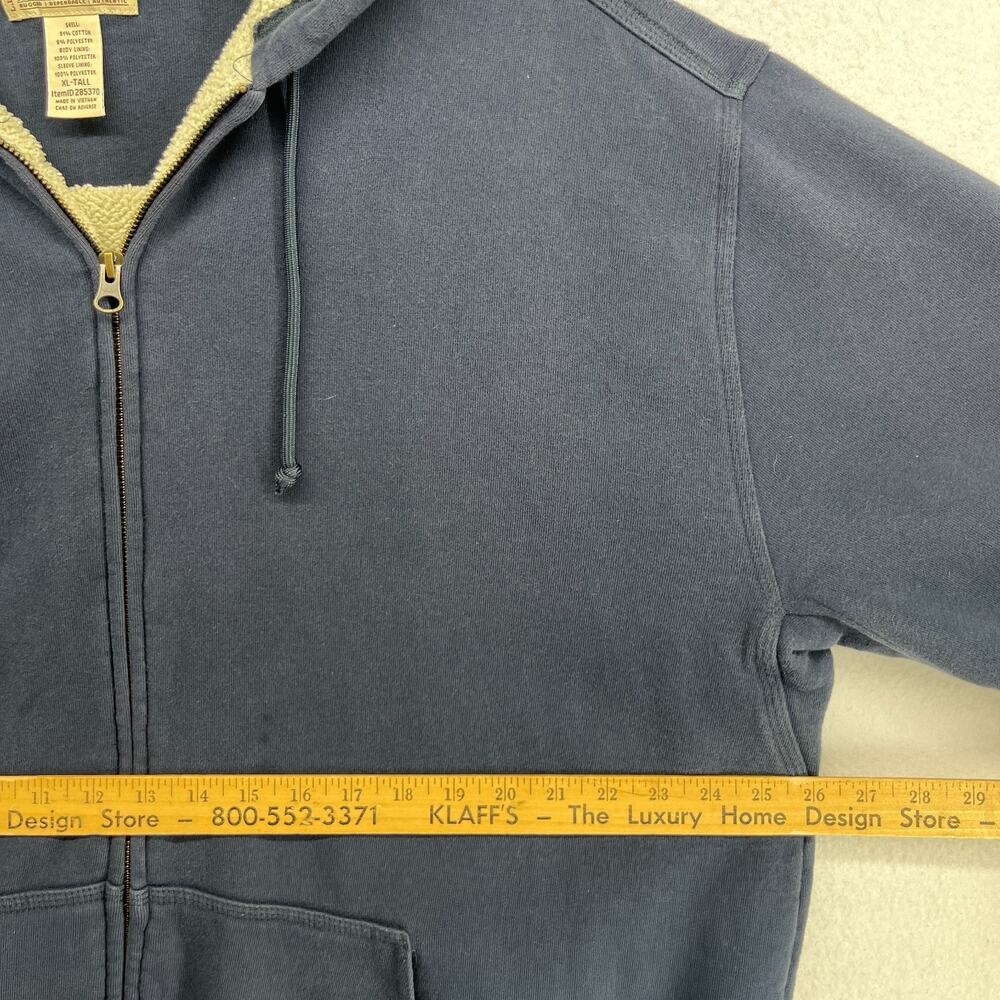 LL BEAN Hoodie Mens XLT Katahdin Iron Works Sweatshirt Fleece Lined Zip Up Blue - Picture 9 of 11